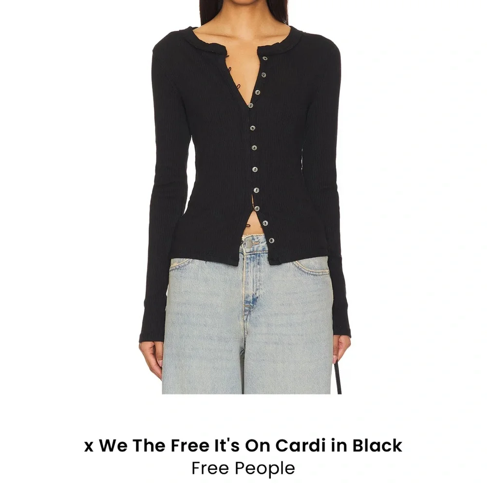Free People It’s On Cardi Black Button-Up Cardigan S NWOT - Picture 3 of 4